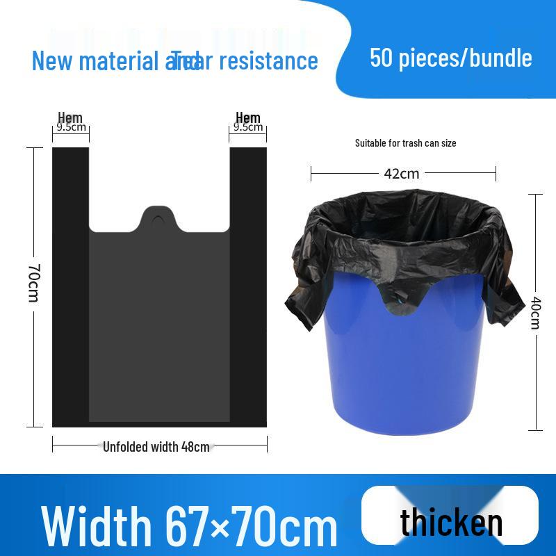 Black Handheld Thickened Vest-Style Trash Bags with Handles for Household Use