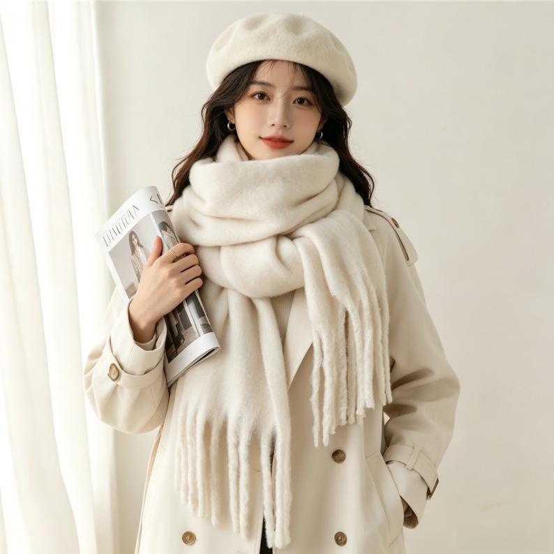 Iceland Blue Grid Scarf New Thickened Women's Winter Warm Atmosphere Student Gift Scarf