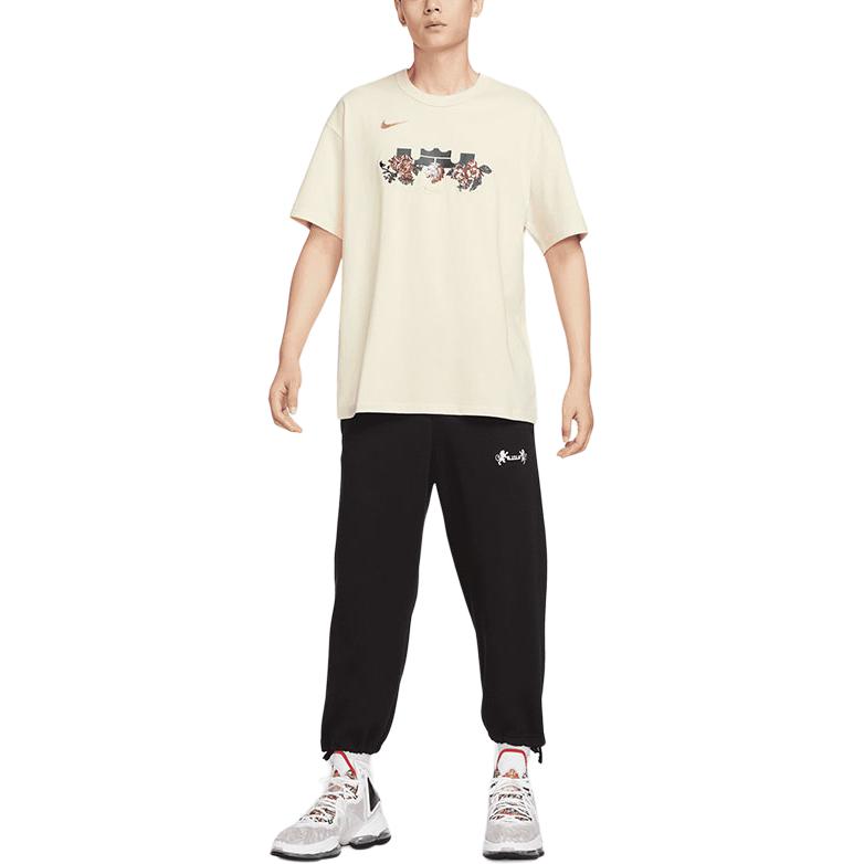 Nike Max90 LeBron Floral Logo Print Crew Neck T-Shirt Men Tops Coconut-Milk FZ8074113