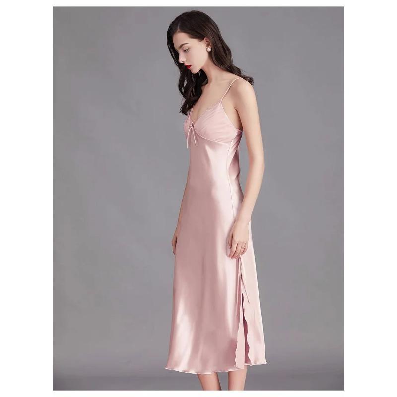 

Шелковисто-атласная женская ночная рубашка без рукавов, сексуальная ночная рубашка с подтяжками, V-образный вырез, домашняя одежда, женская ночная рубашка, платье 3XL
