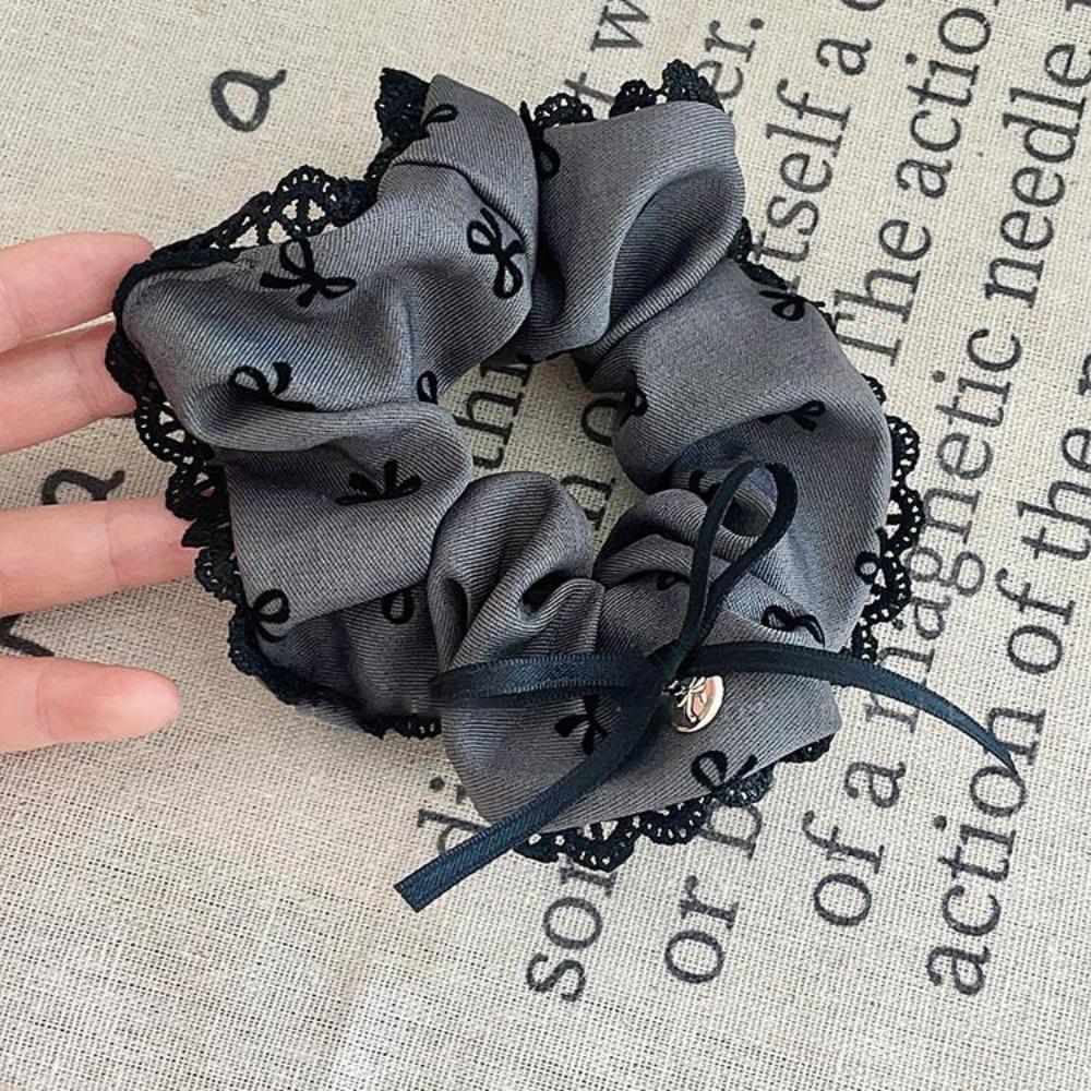 

Pearl Grey Cloth Shark Clip Satin Large Intestine Hair Rope Korean Style Grey Hair Ropes Daily Style11