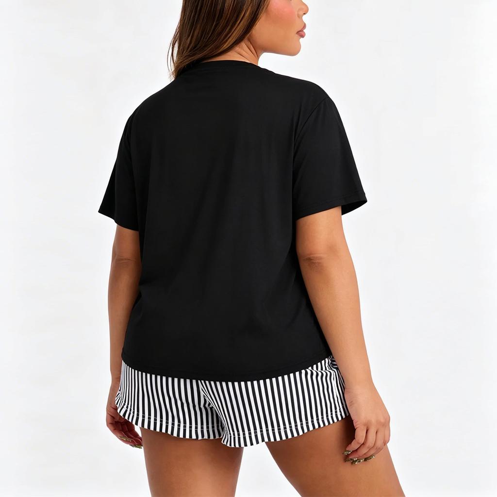 Large-size Pajama Set for Women - Stylish and Loose-fitting Short-sleeved Short Pants Two-piece Home Wear