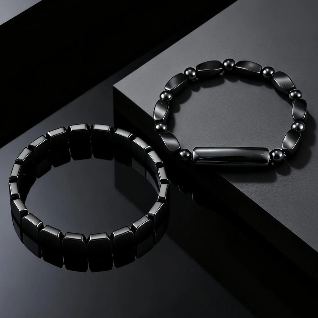 Bracciale in Ematite per Uomo Pietra Naturale Nera Bracciale Elastico Riporta la Tua Fiducia Energia Moda Ispiratrice Gioiello Regalo