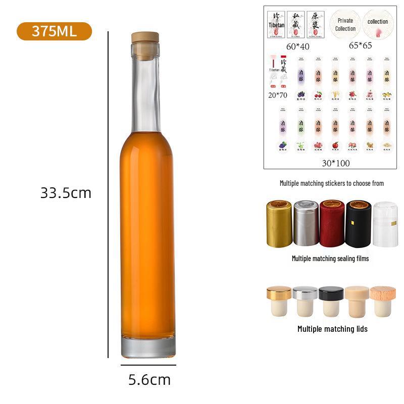 Transparent Glass Wine Bottles for Home Brewing - Sealed & Empty for Ice Wine, Beverage, or Juice