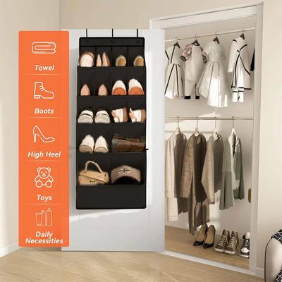 Over-the-Door Shoe Organizer Holds 12 Pairs Hanging Shoe Organizer Closet Shoe Organizer Door Shoe Storage Rack with Pockets