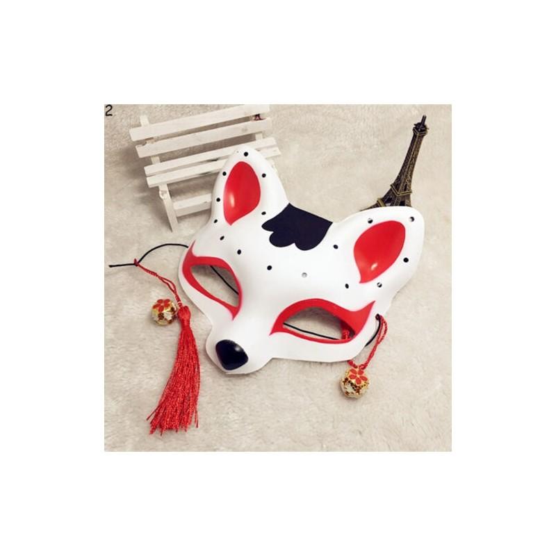 Vibrant Japanese Anime Fox Mask Featuring Artistic Handpainting And Unique Half Face Style