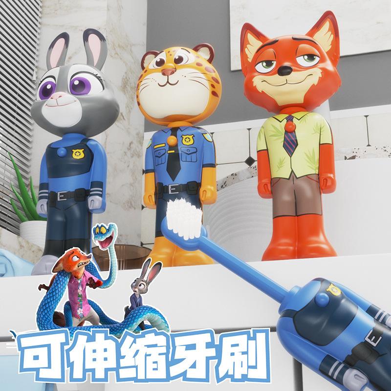 Zootopia 2 Animation Kinderzahnbürste Verwandlungsfähig Einziehbar Plüschborsten Nick Judy Tragbares Design Mundpflegebürste Für Kleinkinder