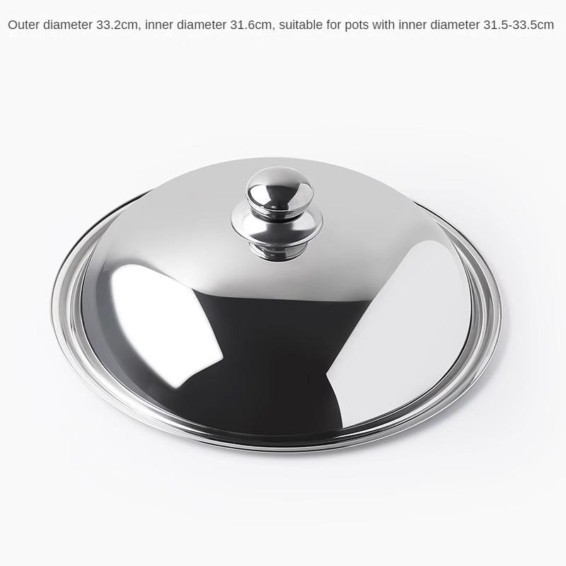 Stainless Steel Old Iron Pot Cover, Thickening Wok, Universal Pot Cover, Kitchen Tools with a Smooth Handle, Modern Household