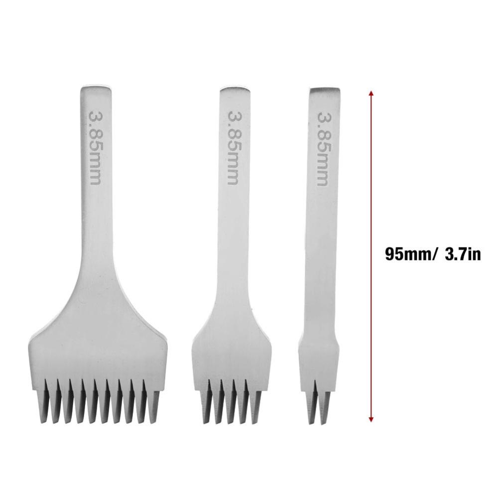 3pcs Angled Chisel Edge Pricking Iron Tool 3.85mm Spacing Punch Prong Tool Wallet Repair