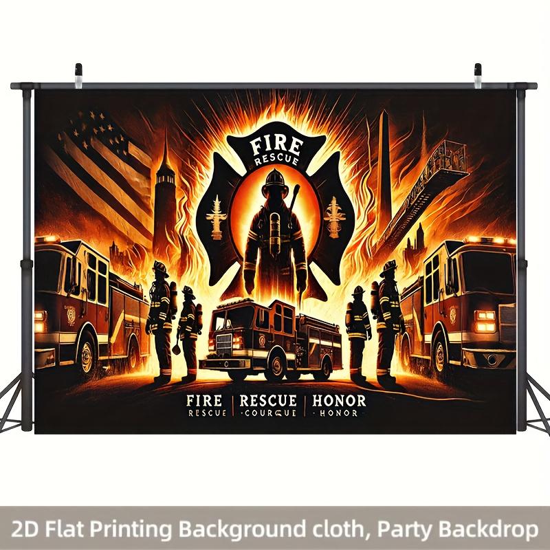 1 piece firefighter bravely fighting the fire party banner no need for power living room bedroom aesthetic tapestry