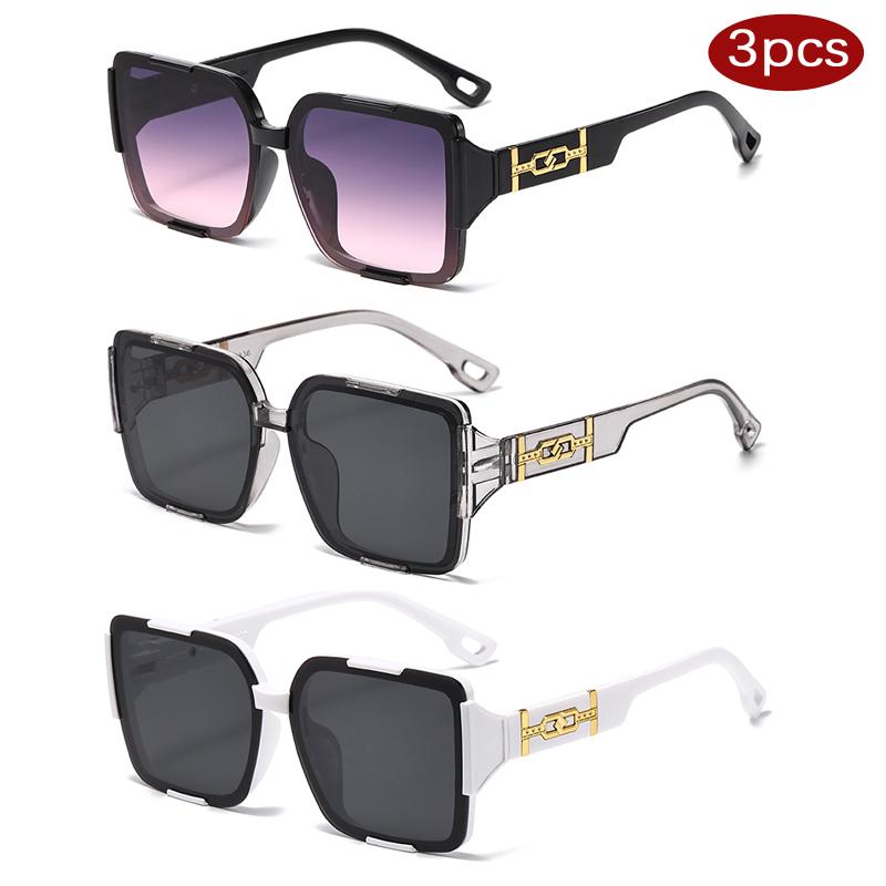 1/3pcs Fashion Oversized Square Sunglasses For Women Men Luxury Alloy Decoration Eyewear Retro Brand Designer Sun Glasses UV400