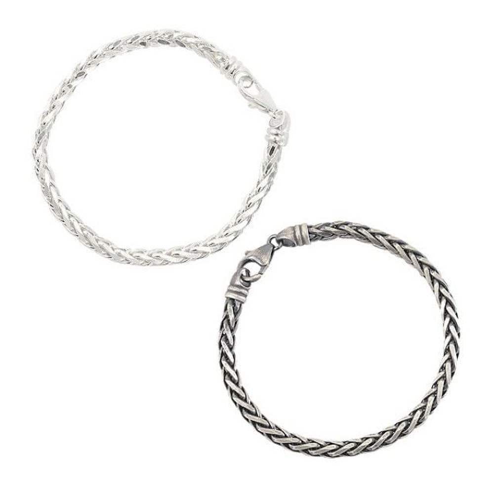 (Silver) Fence Chain Bracelet (White 18Cm)