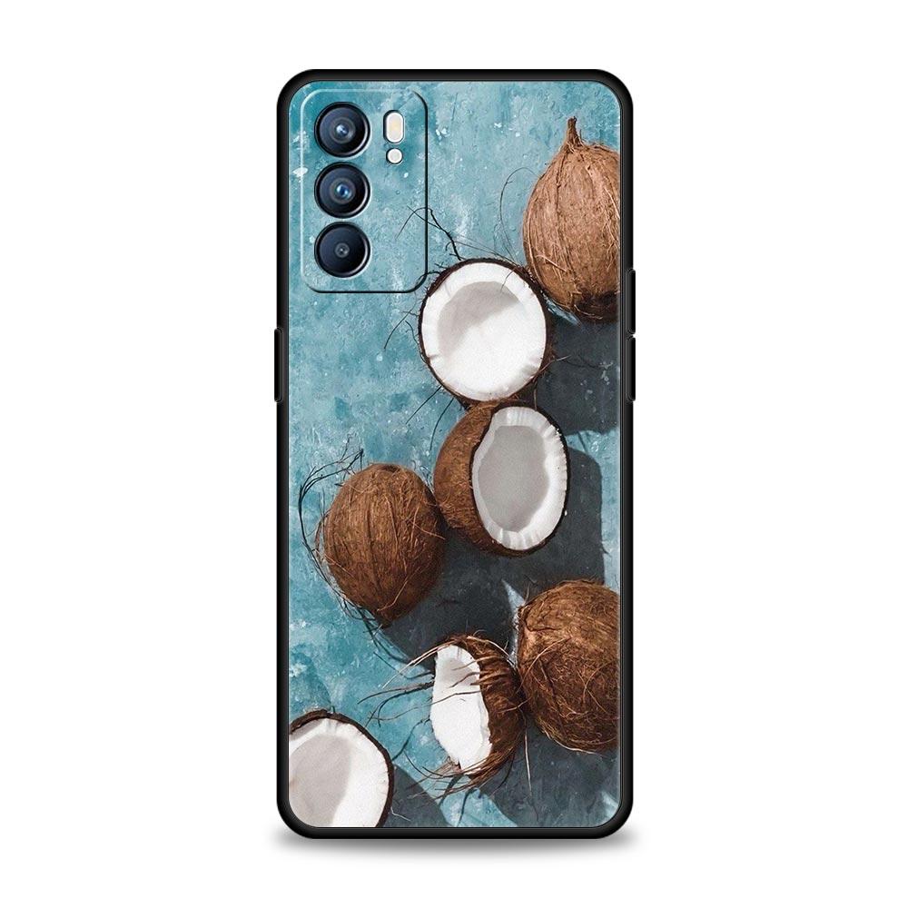 Summer Coconut Phone Case For Oppo A54 A53 A52 A15 A95 A16 A78 A79 A80 A98 4G Find X5 X6 Reno10 12 13 F Pro 5G Cover