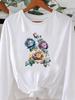 (Asian Size) Women o-neck Print T Shirt Casual butterfly cute Clothing Graphic Tee autumn winter spring Fashion Top Long Sleeve T-shirts