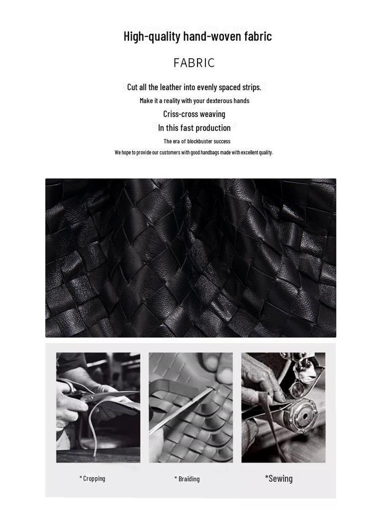 Large Lambskin Woven Commuter Shoulder Bag - Versatile, High-End Genuine Leather for Women.