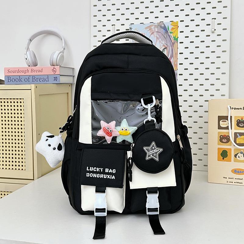 Schoolbag Schoolbag for Female Primary School Students Large Capacity Japanese Students Pain Bag Contrasting Color Backpack Junior High School