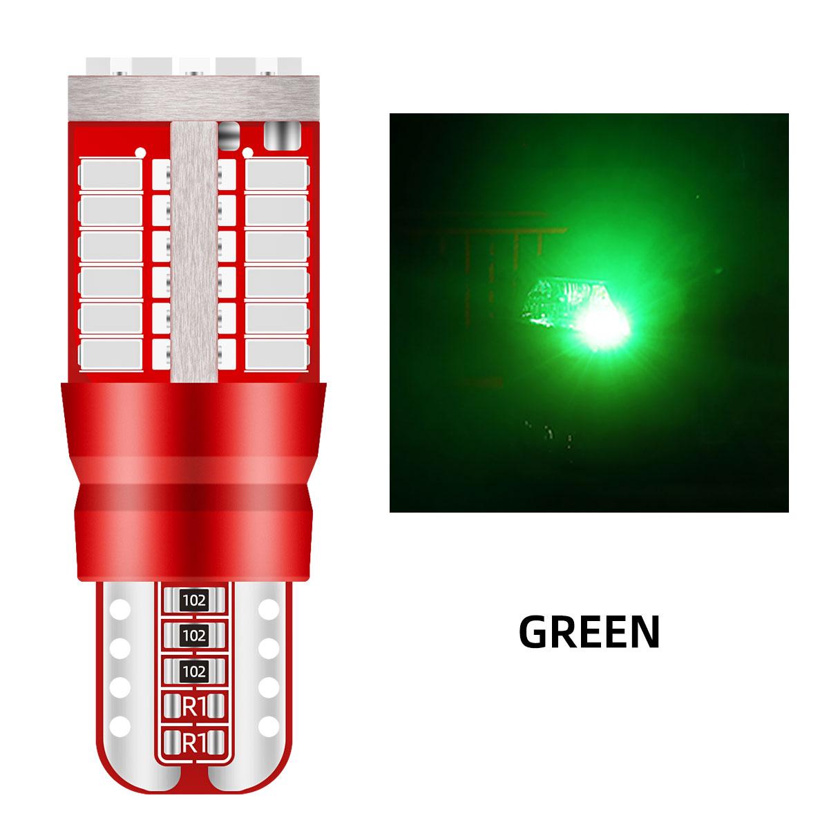 

50/100 шт. Светодиодные лампы T10 W5W 194 для подсветки салона автомобиля, сверхяркий дневной ходовой свет, Canbus 12 В, лампа подсветки номерного знака 57SMD 3014 50PCS зелёный