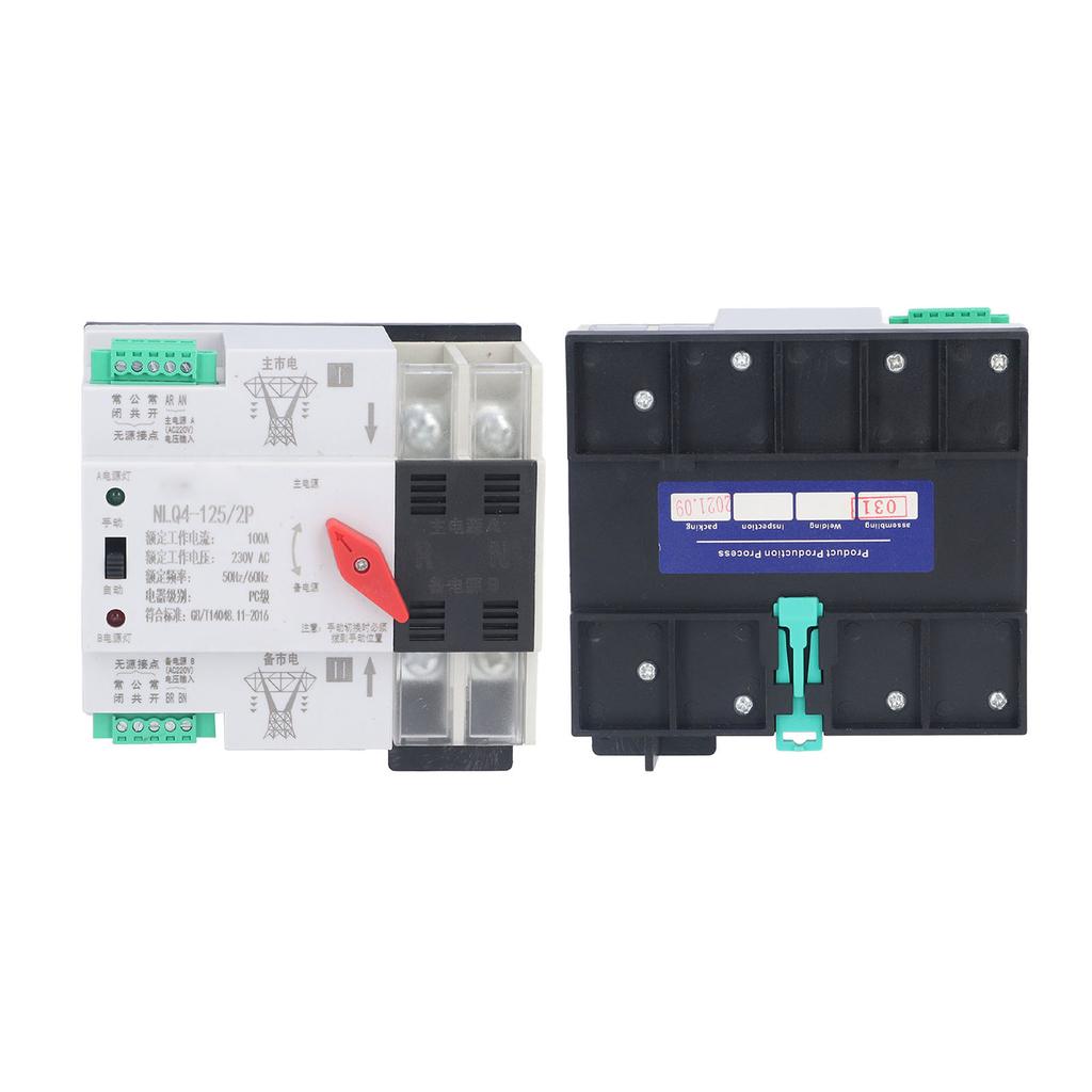 Transfer Switch Dual Power Fast Switching Automatic DIN Rail Mount 100A for Home