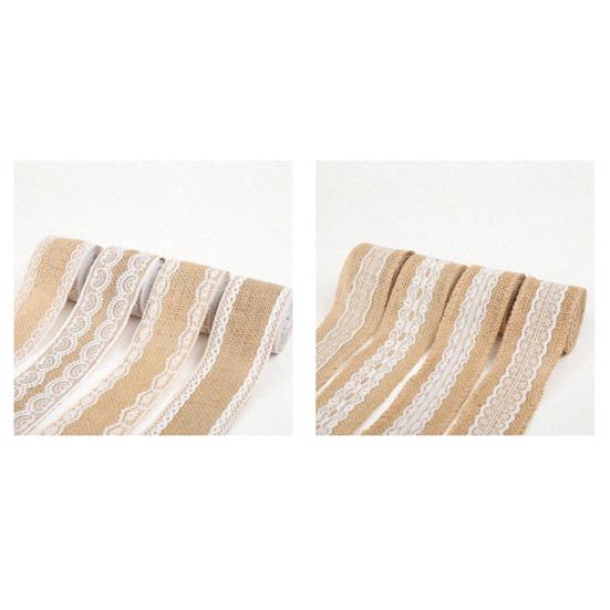 Handmade Retro Clear Texture Burlap Lace Roll Natural White Lace Jute Canvas Roll Home Supplies