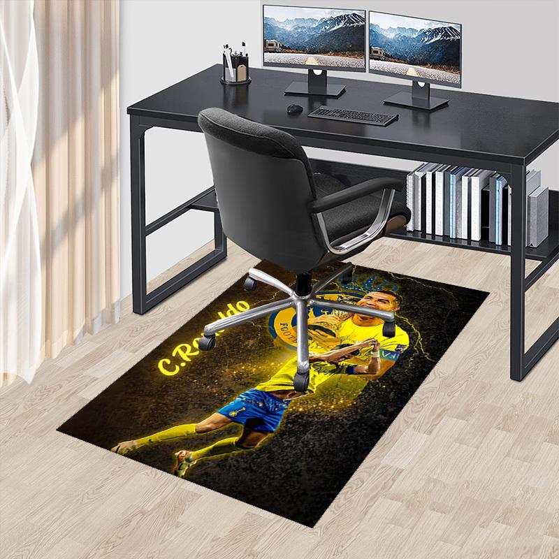 1pc C.Ronaldo Trophy Celebration Chair Mat Anime Cartoon Design, Non Slip Carpet for Office Chairs, Suitable for All Seasons 60cm by 90cm