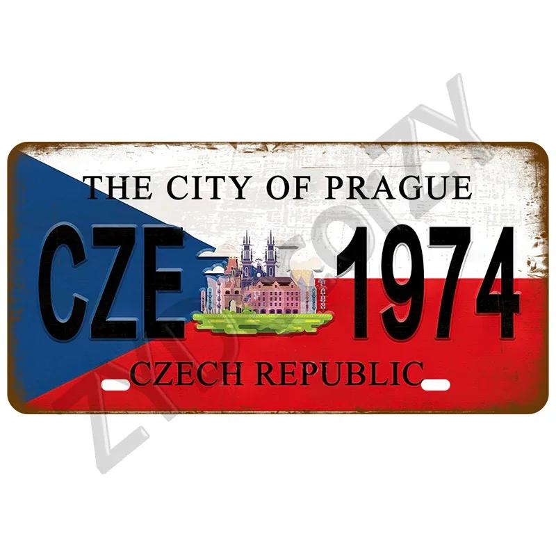 KLIOU Country Flag Tin Signs 15x30 Plaque France Spain Germany License Plate For Wall Home Restaurant Craft Bar Decor Metal Sign