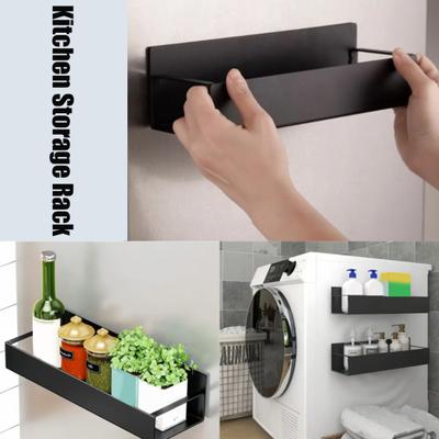 Magnetic Spice Storage Rack Refrigerator Organizer Shelf Strong Load-bearing Large Capacity Storage Shelf with Hooks