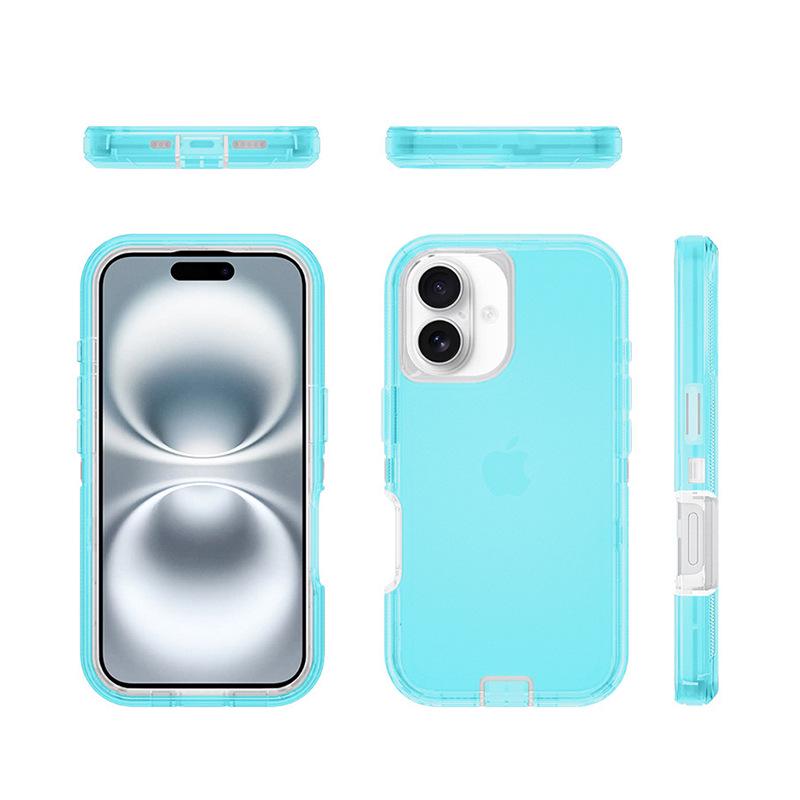 IP16 Transparent Phone Case for Apple iPhone 16 - Three-in-One Protective Cover