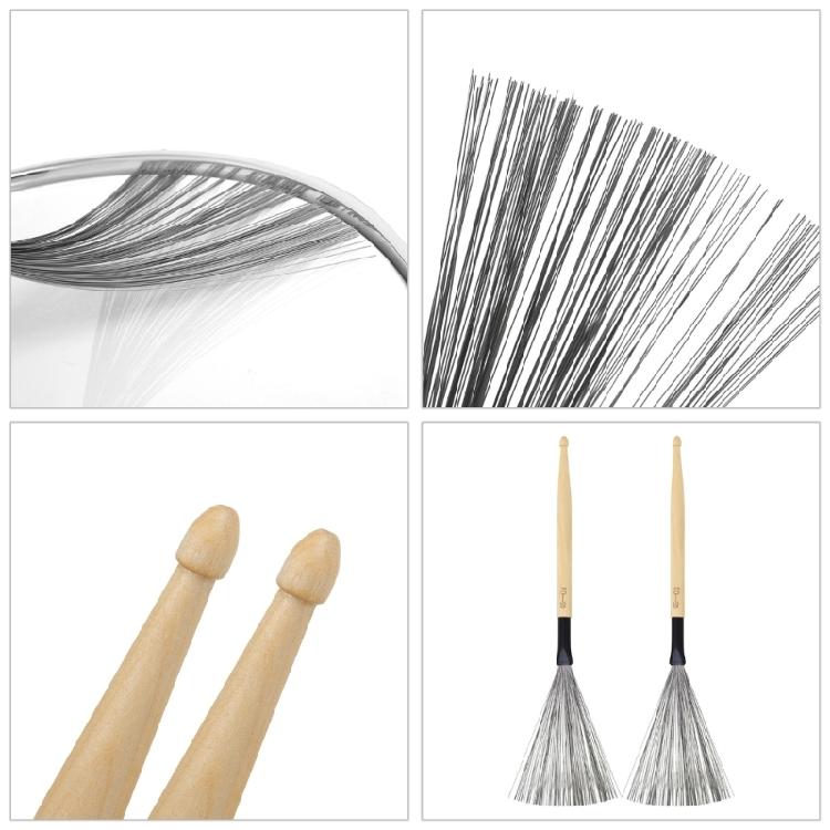 1Pair Double Head Drum Brush Carbon Steel Wire Brush Percussions Drum Stick