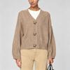 Damen Strickjacke Farbe Rundhals Lockerer Schnitt Langarm mit Großen Knöpfen