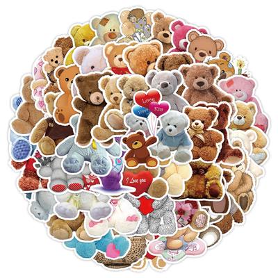 50 Cute Wind Teddy Bear Graffiti Stickers Mobile Phone Water Cup Waterproof Decorative Stickers Children's Hand Account Stickers