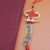 Brass Gourd Five Emperors Copper Coins Cinnabar Knot Pendant for Entrance, Bedroom, and Kitchen