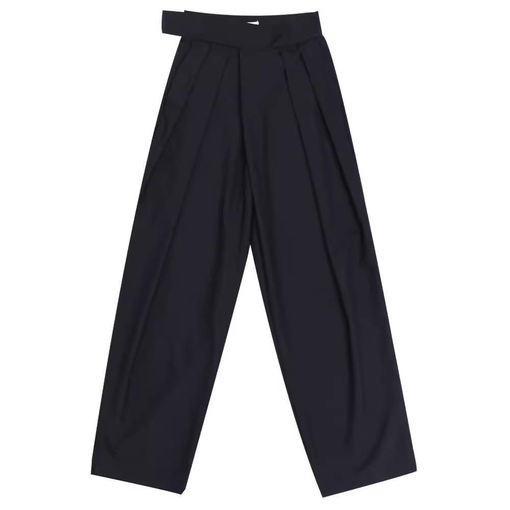 2024 Early Spring Women's High-Waisted Wide-Leg Casual Pants with Velcro