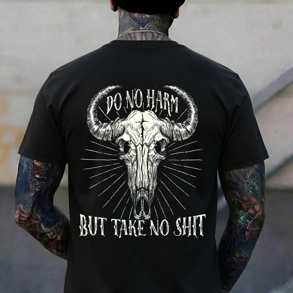 Do No Harm But Take No Sh*t - Cow Bull Boho Skull T-Shirt 2XL