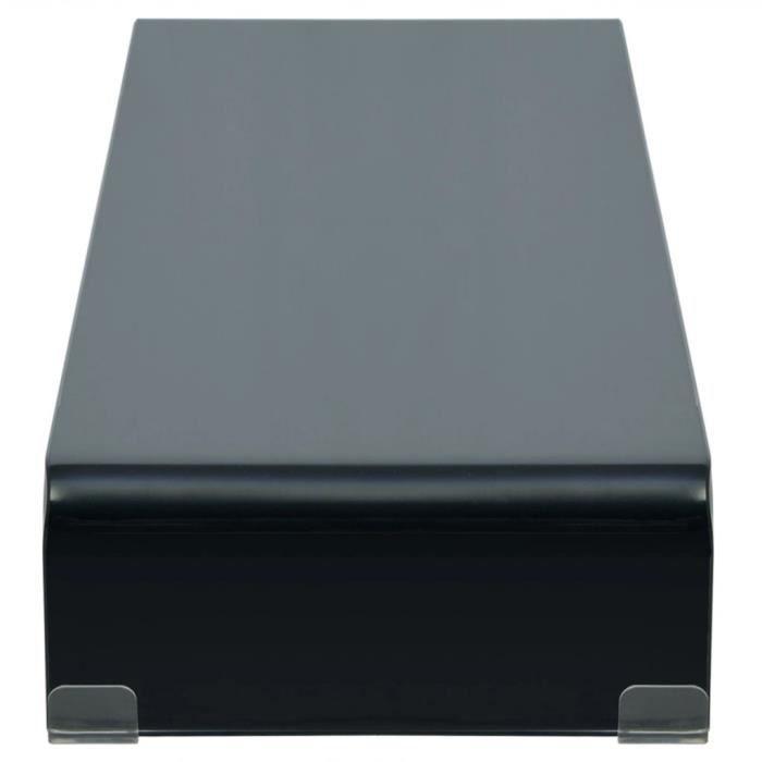 VidaXL Meuble TV/ Support pour moniteur 100 x 30 x 13 cm Verre Noir