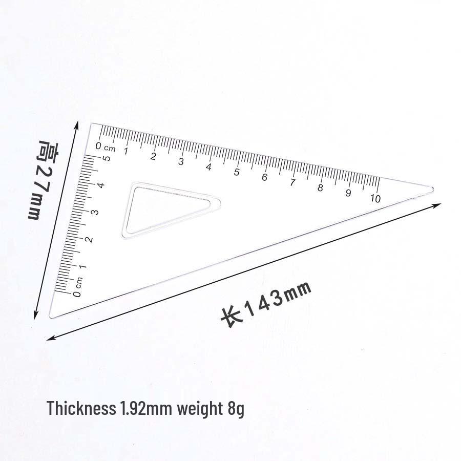 Plastic Transparent Triangle Ruler & Set Square - Student Drawing Tool Set
