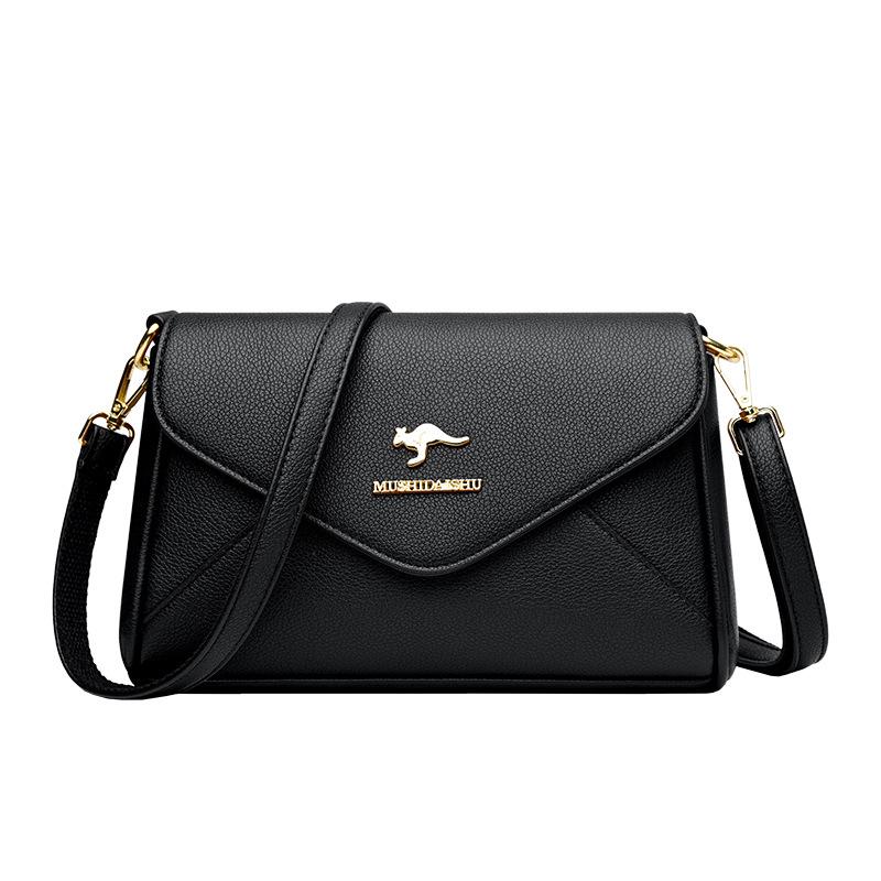 Women's 2024 Korean Style Soft Leather Multi-Layer Handbag - Versatile, Large Capacity, Casual Single Shoulder or Crossbody Bag