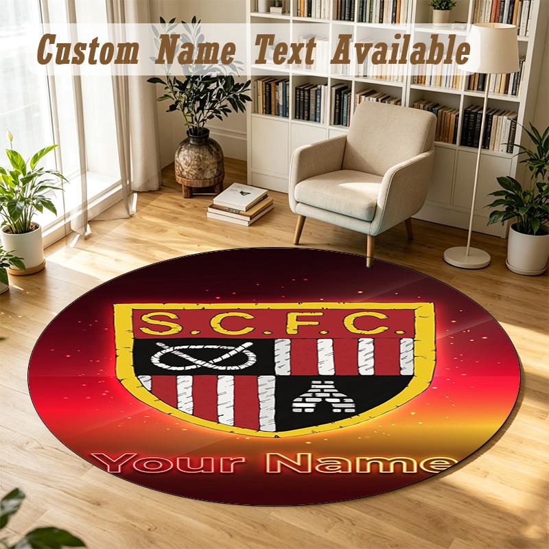 Round Rug Custom NameStoke City FC Pattern Non Slip Carpet Home Floor Decor