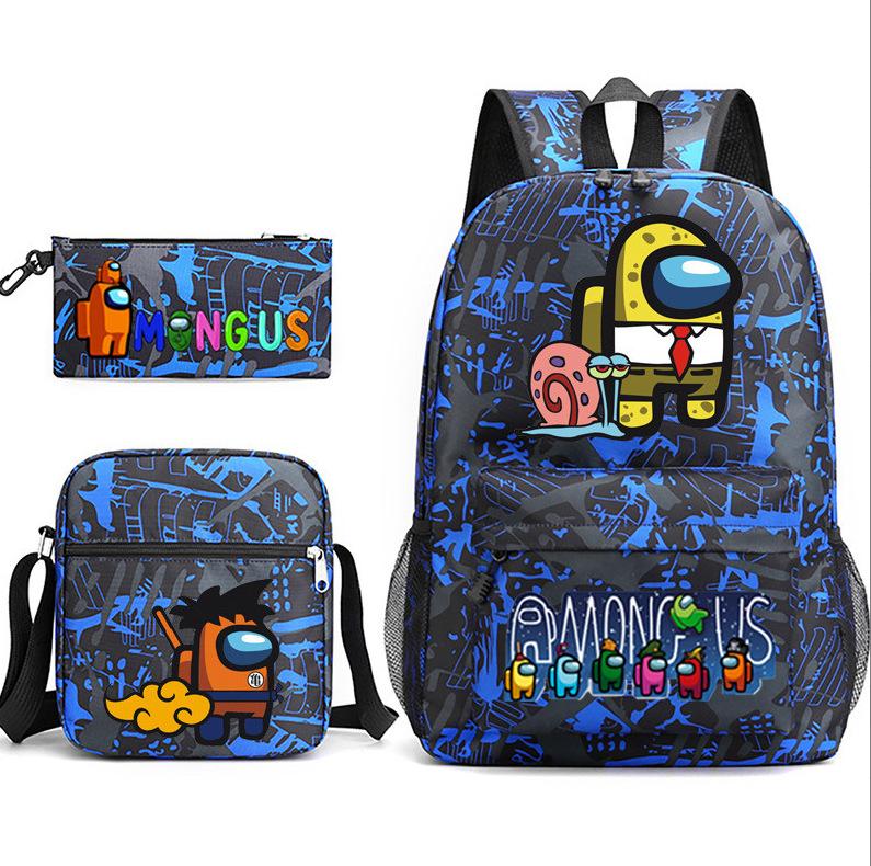 Football Star Teenager Student Schoolbag Ronaldo Pattern Three-Piece Backpack