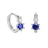 Fashionable S925 Sterling Silver Earrings Inlaid with Pink And Blue Zircon Simple Light Luxury Design Ear Accessories for Women