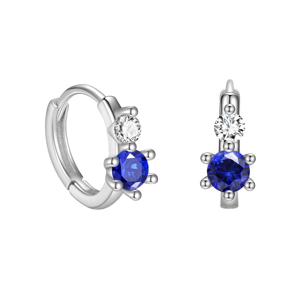 Fashionable S925 Sterling Silver Earrings Inlaid with Pink And Blue Zircon Simple Light Luxury Design Ear Accessories for Women