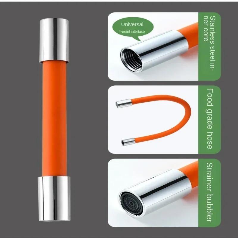 360° Water Faucet Extender Bathroom Adjust Free Bending Splashproof Universal Extension Tube Adapter for Kitchen Sink Nozzle
