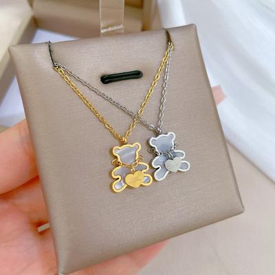 Love Bear Minimalist Wind Stove Real Gold Necklace Female Collarbone Chain Accessories