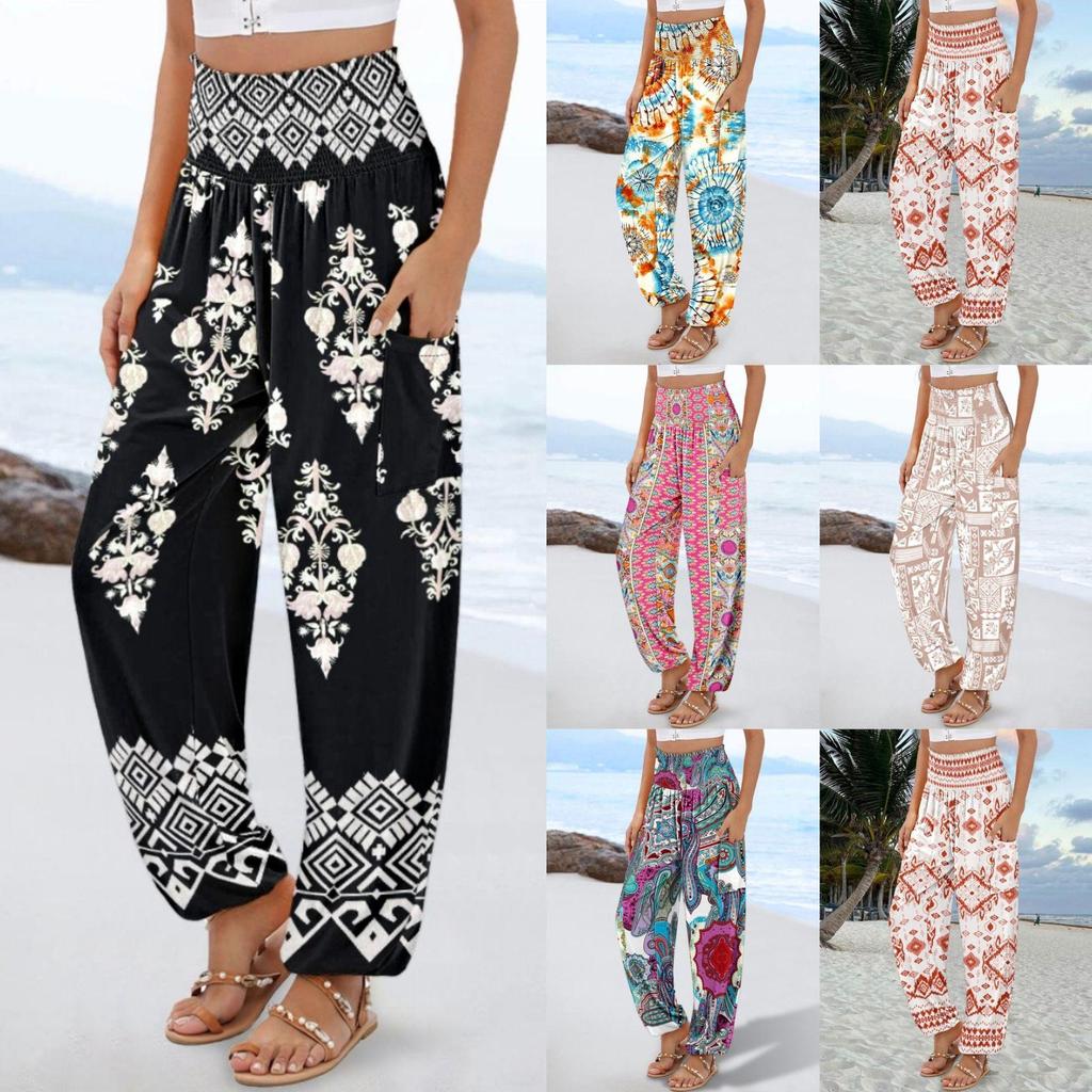 2025 New Style Spring/Summer Women's High-Waisted Printed Casual Long Pants