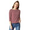 Miss Chase Women's Maroon & White Boat Neck 3/4th Sleeves Regular Basic Cotton Striped Top (MCAW18TP11-95-139-05, Maroon