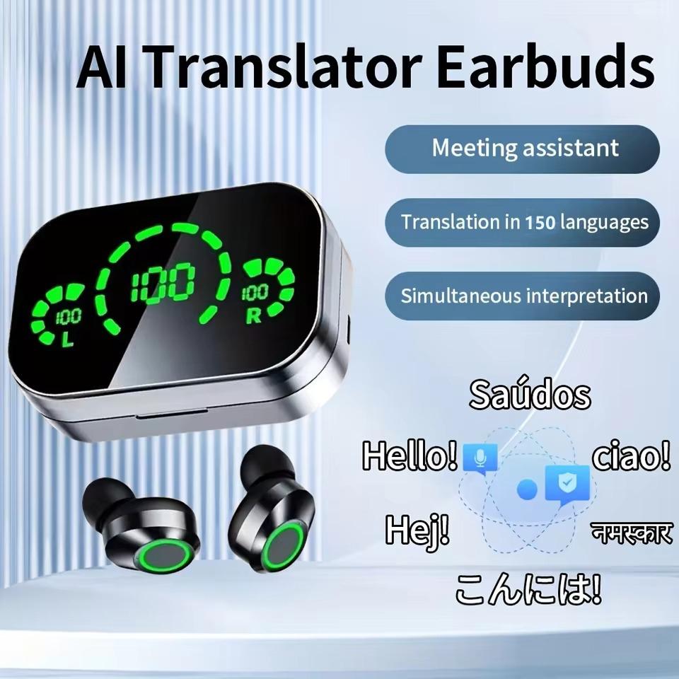 Căști 3 în 1 AI Translator 150 de limbi Traducere Bluetooth 5.3 Căști cu anulare a zgomotului Căști sport Căști pentru afaceri
