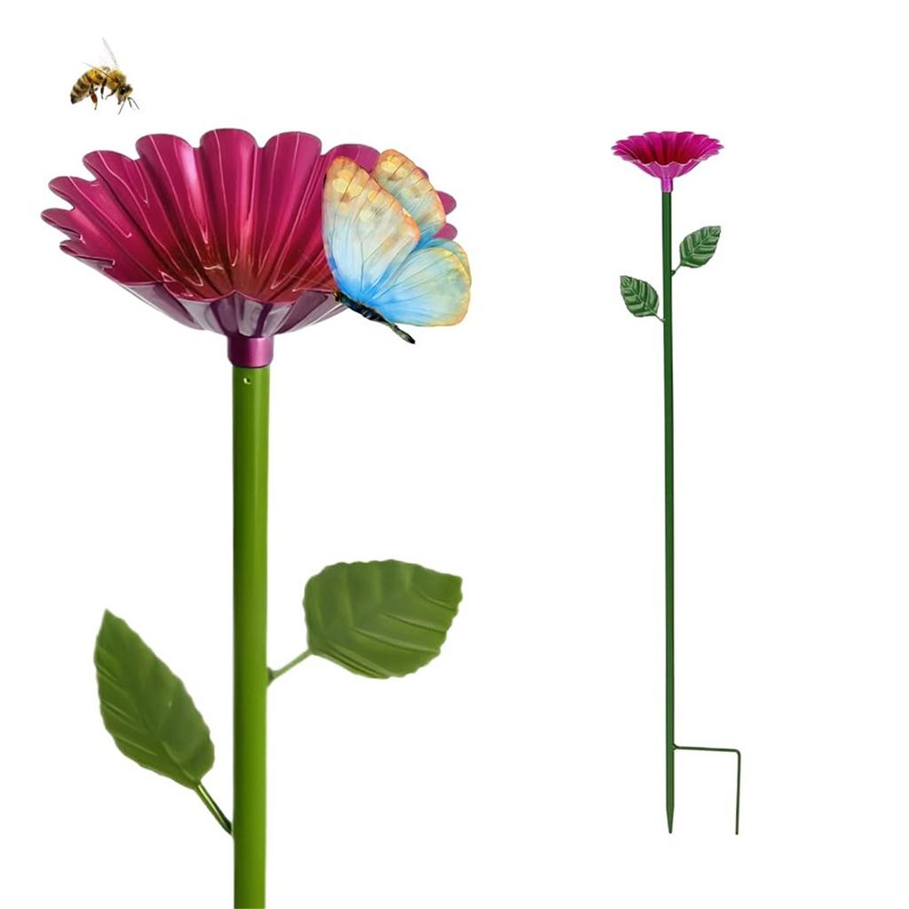 Bee Watering Station, New Bee Water Feeder For Garden In Flower Shape, Metal Butterfly Bath Drinking Bowl For Outdoor Garden Yard Decor