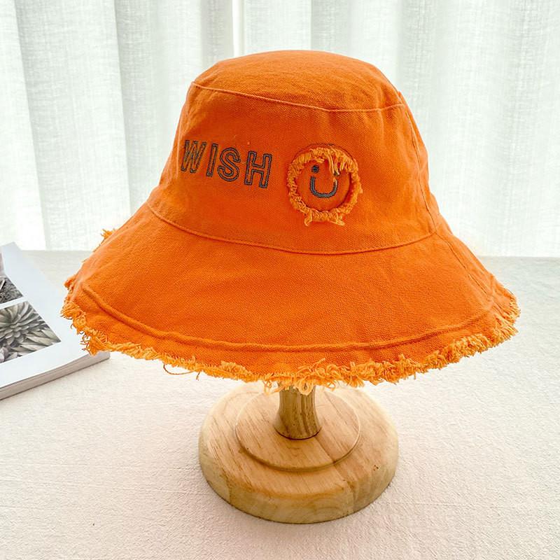 Fashionable Summer Women's Sun Hat With Large Brim And Smiley Face Embroidery For Sun Protection