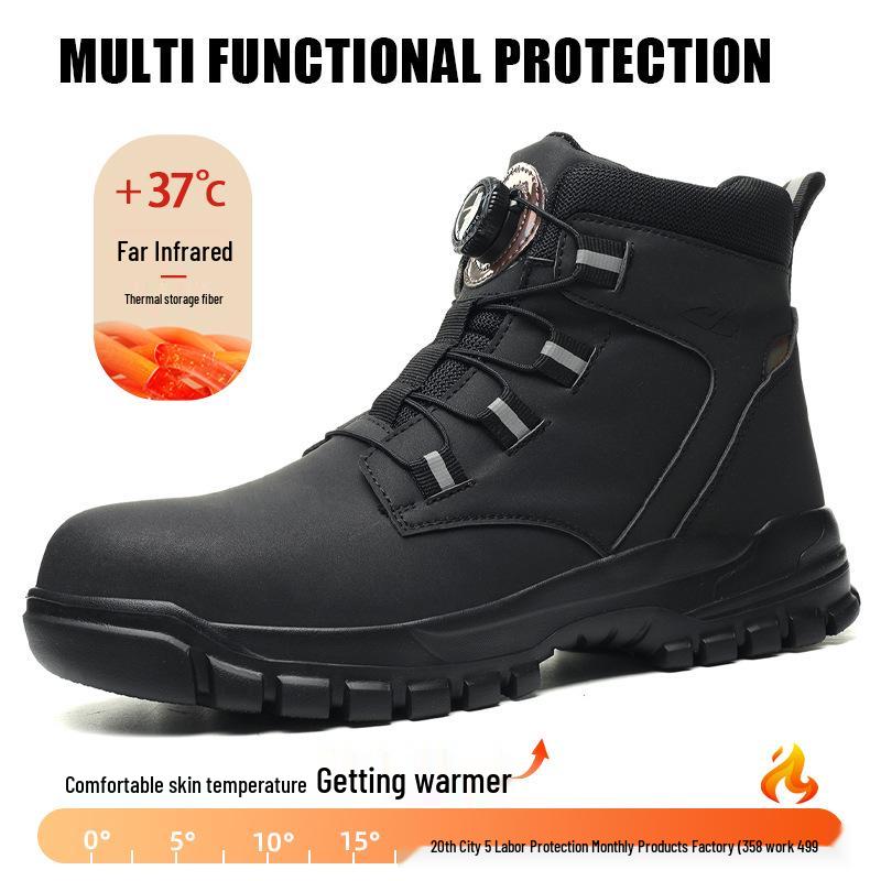 

Мужские водостойкие, прочные рабочие ботинки с вращающейся кнопкой, защитой от ударов и проколов, легкие, с высоким верхом.