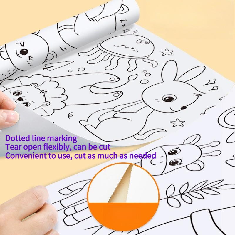 1VOLUME  huge graffiti painting paper creative hand-colored canvas can be attached to the wall without dirty wall children's graffiti painting roll