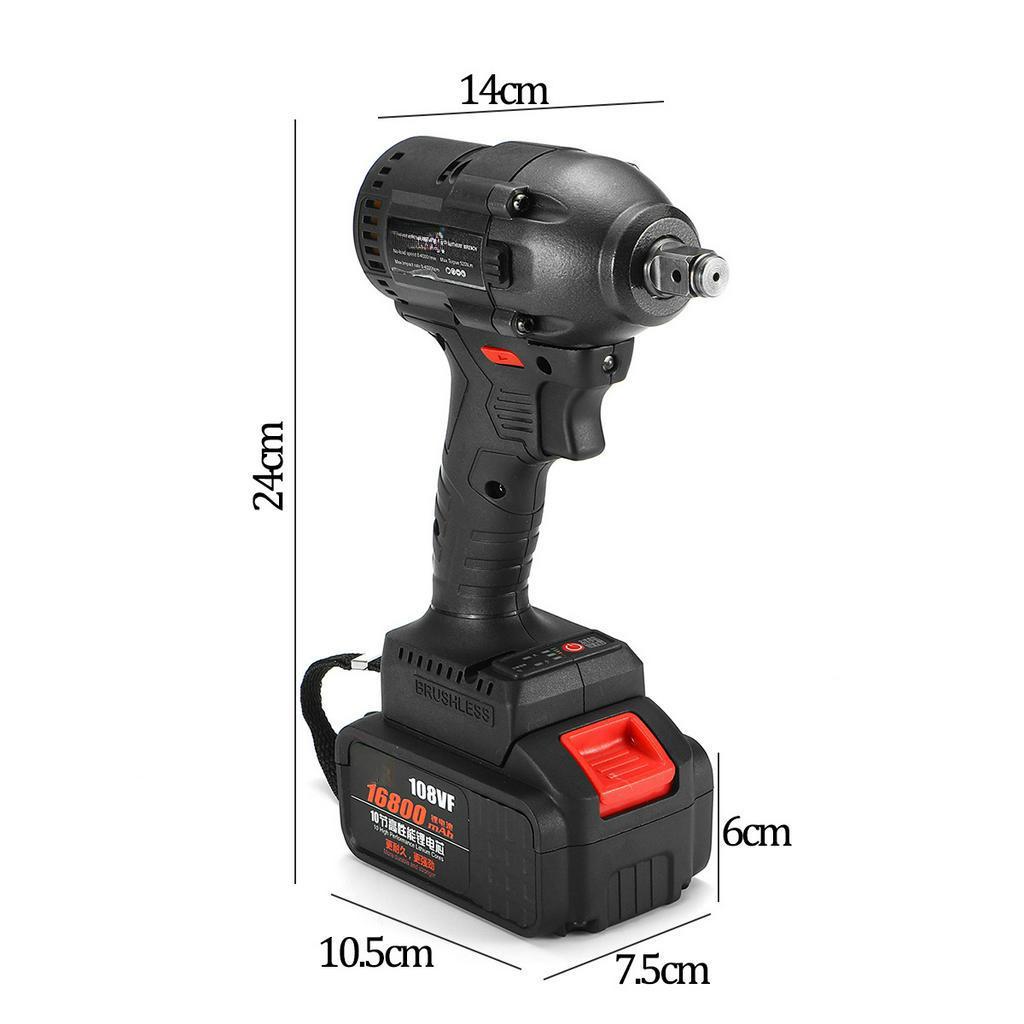 Electric Impact Wrench 21V Infinitely Cordless Speed Brushless Impact Electric Wrench Rechargeable Lithium Battery